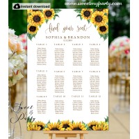 Sunflowers Seating Chart template,Sunflowers Wedding Seating Plan template,(143)